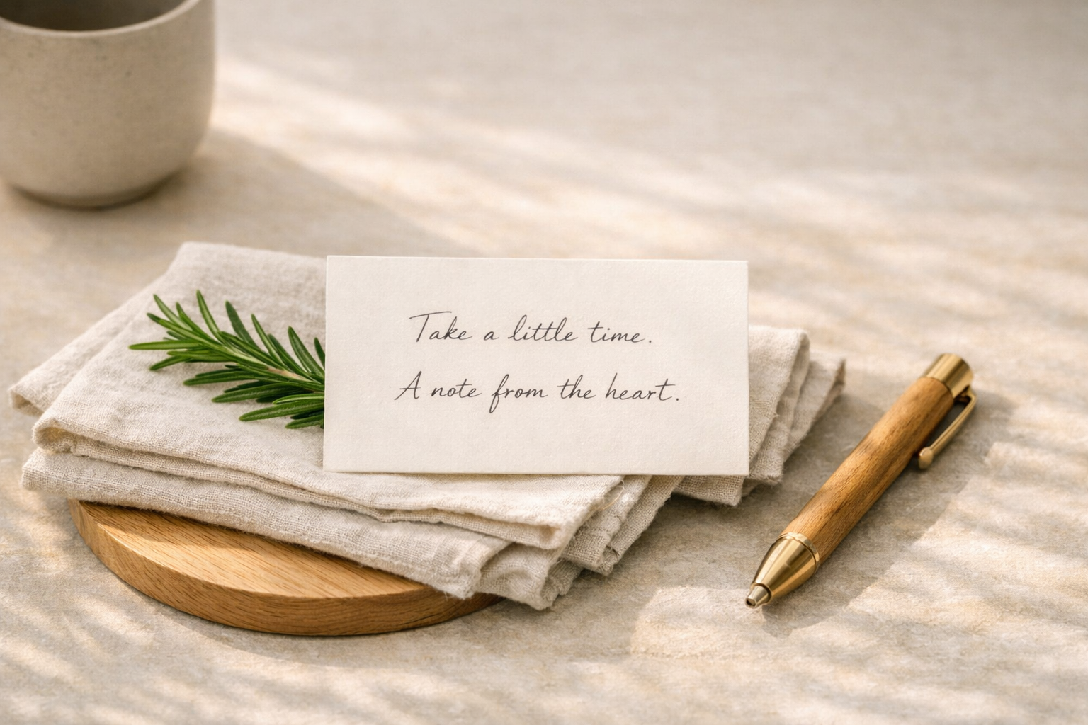 A handwritten reflections note on linen